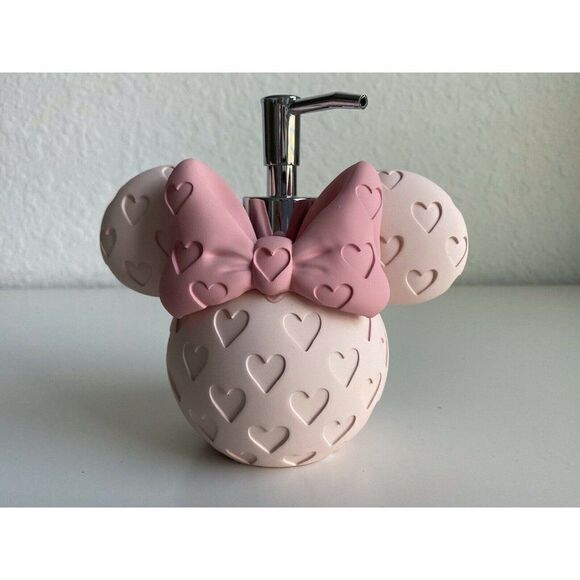 DISNEY Minnie MOUSE Pink Heart PRINT SOAP Lotion DISPENSER WITH PUMP New - Picture 1 of 7